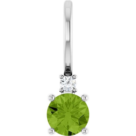 14K White Natural Peridot & .015 CT Natural Diamond Charm/Pendant