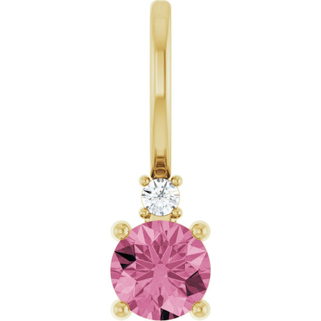 14K Yellow Gold Natural Pink Tourmaline & .015 CT Natural Diamond Charm/Pendant