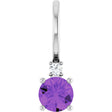 14K White Gold Natural Amethyst & .015 CT Natural Diamond Charm/Pendant