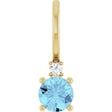 14K Yellow Gold Natural Aquamarine & .015 CT Natural Diamond Charm/Pendant