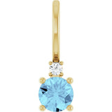 14K Yellow Gold Natural Aquamarine & .015 CT Natural Diamond Charm/Pendant