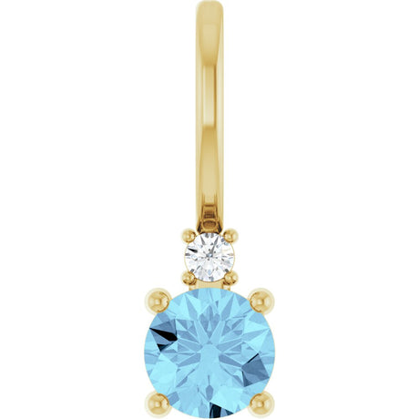 14K Yellow Gold Natural Aquamarine & .015 CT Natural Diamond Charm/Pendant