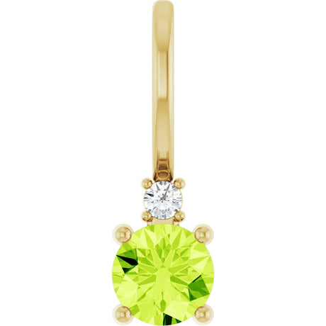 14K Yellow Natural Peridot & .015 CT Natural Diamond Charm/Pendant