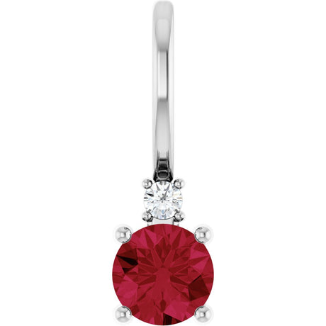 14K White Lab-Grown Ruby & .015 CT Natural Diamond Charm/Pendant