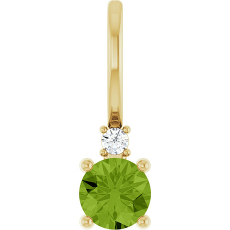 14K Yellow Gold Natural Peridot & .015 CT Natural Diamond Charm/Pendant