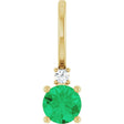 14K Yellow Gold Lab-Grown Emerald & .015 CT Natural Diamond Charm/Pendant