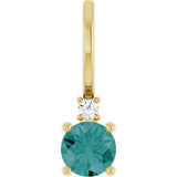 14K Yellow Lab-Grown Alex&rite & .015 CT Natural Diamond Charm/Pendant