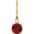 14K Yellow Natural Mozambique Garnet & .015 CT Natural Diamond Charm/Pendant