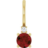 14K Yellow Natural Mozambique Garnet & .015 CT Natural Diamond Charm/Pendant