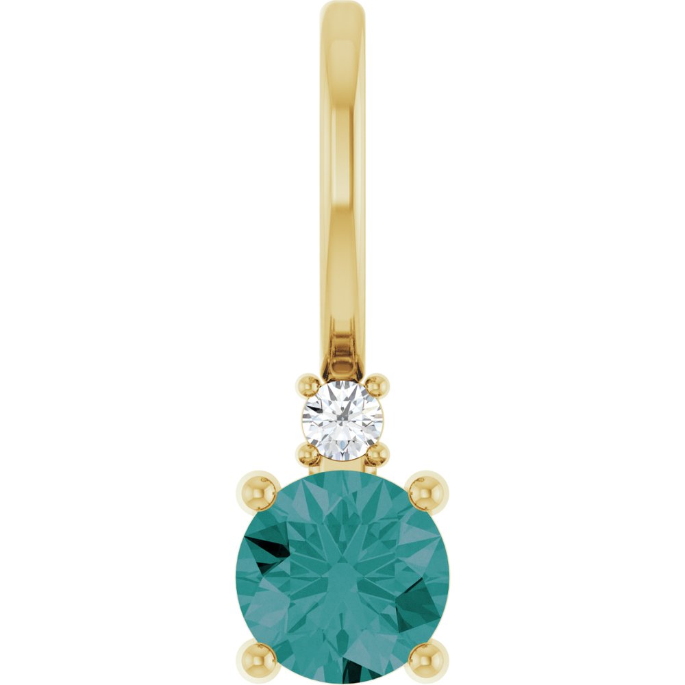 14K Yellow Lab-Grown Alexandrite & .015 CT Natural Diamond Charm/Pendant