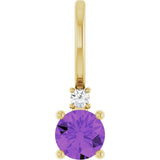 14K Yellow Natural Amethyst & .015 CT Natural Diamond Charm/Pendant