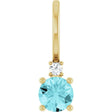 14K Yellow Natural Blue Zircon & .015 CT Natural Diamond Charm/Pendant