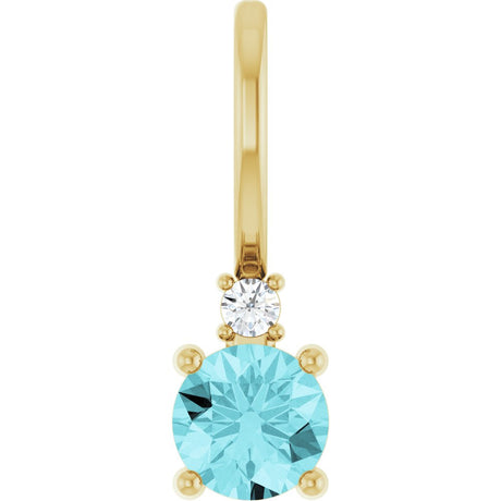 14K Yellow Natural Blue Zircon & .015 CT Natural Diamond Charm/Pendant