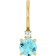 14K Yellow Natural Blue Zircon & .015 CT Natural Diamond Charm/Pendant