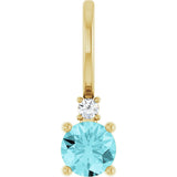 14K Yellow Natural Blue Zircon & .015 CT Natural Diamond Charm/Pendant