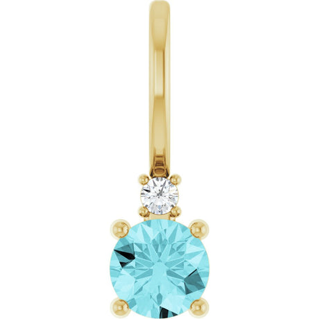 14K Yellow Natural Blue Zircon & .015 CT Natural Diamond Charm/Pendant