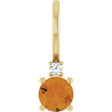 14K Yellow Natural Citrine & .015 CT Natural Diamond Charm/Pendant