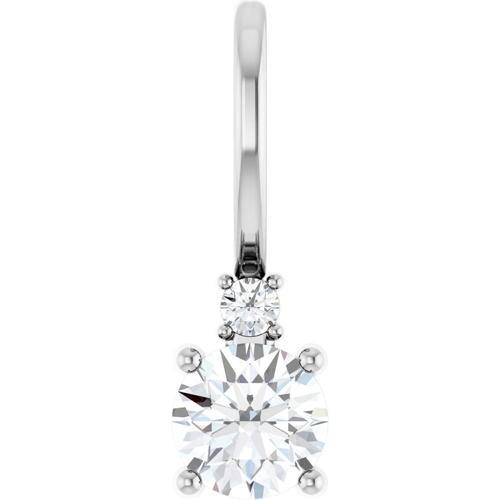 14K White Natural White Sapphire & .015 CT Natural Diamond Charm/Pendant