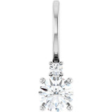 14K White Natural White Sapphire & .015 CT Natural Diamond Charm/Pendant