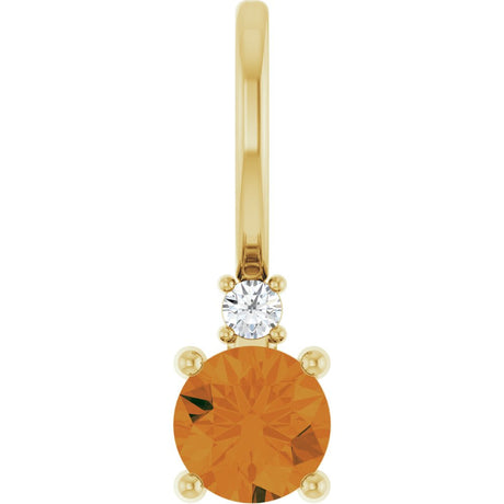 14K Yellow Natural Citrine & .015 CT Natural Diamond Charm/Pendant