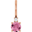 14K Rose Natural Pink Tourmaline & .015 CT Natural Diamond Charm/Pendant