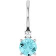 14K White Gold Natural Blue Zircon & .015 CT Natural Diamond Charm/Pendant