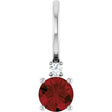14K White Gold Natural Mozambique Garnet & .015 CT Natural Diamond Charm/Pendant