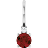 14K White Gold Natural Mozambique Garnet & .015 CT Natural Diamond Charm/Pendant