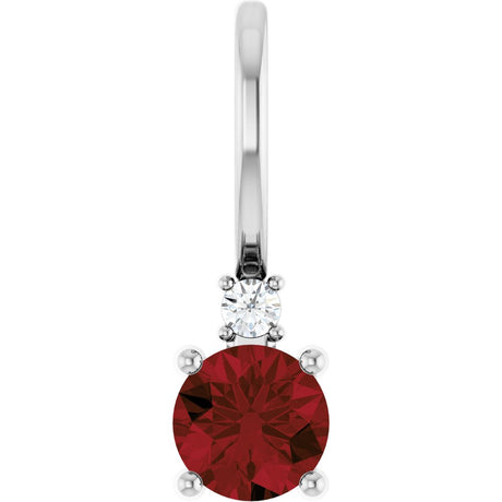 14K White Gold Natural Mozambique Garnet & .015 CT Natural Diamond Charm/Pendant