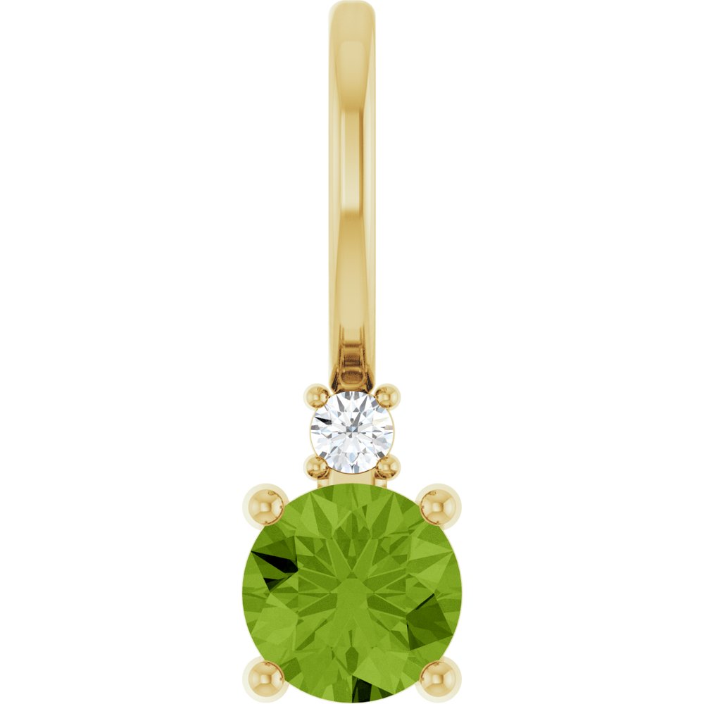 14K Yellow Gold Natural Peridot & .015 CT Natural Diamond Charm/Pendant