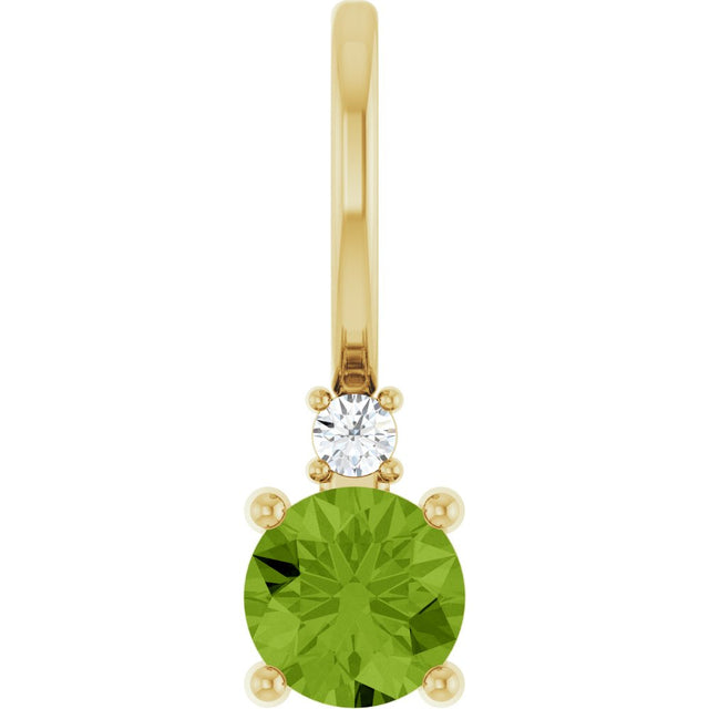 14K Yellow Gold Natural Peridot & .015 CT Natural Diamond Charm/Pendant