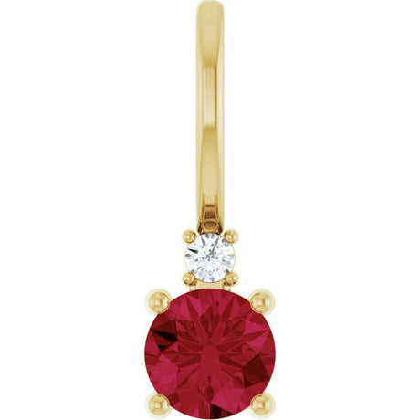 14K Yellow Gold Natural Ruby & .015 CT Natural Diamond Charm/Pendant