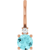 14K Rose Natural Blue Zircon & .015 CT Natural Diamond Charm/Pendant