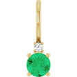 14K Yellow Lab-Grown Emerald & .015 CT Natural Diamond Charm/Pendant