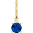 14K Yellow Gold Lab-Grown Blue Sapphire & .015 CT Natural Diamond Charm/Pendant