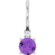 14K White Natural Amethyst & .015 CT Natural Diamond Charm/Pendant