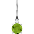 14K White Gold Natural Peridot & .015 CT Natural Diamond Charm/Pendant
