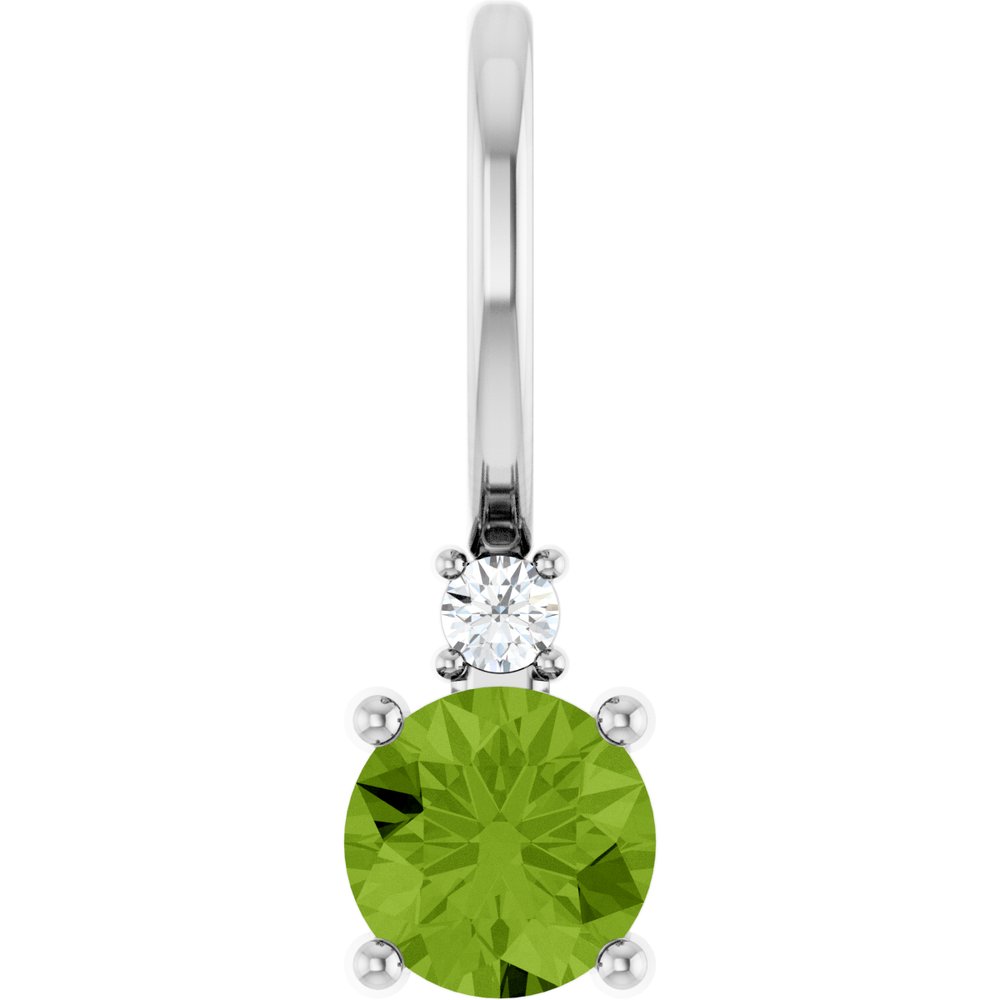 14K White Gold Natural Peridot & .015 CT Natural Diamond Charm/Pendant