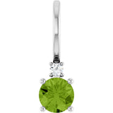 14K White Gold Natural Peridot & .015 CT Natural Diamond Charm/Pendant