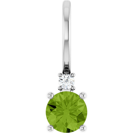 14K White Gold Natural Peridot & .015 CT Natural Diamond Charm/Pendant