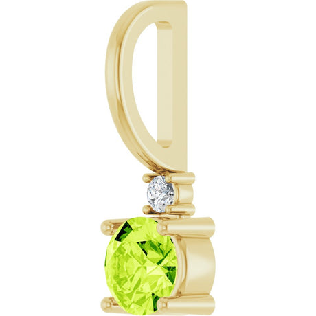 14K Yellow Natural Peridot & .015 CT Natural Diamond Charm/Pendant