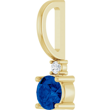 14K Yellow Gold Lab-Grown Blue Sapphire & .015 CT Natural Diamond Charm/Pendant
