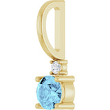 14K Yellow Gold Natural Aquamarine & .015 CT Natural Diamond Charm/Pendant