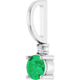 14K White Natural Emerald & .015 CT Natural Diamond Charm/Pendant