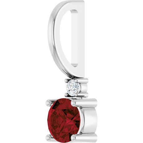 14K White Gold Natural Mozambique Garnet & .015 CT Natural Diamond Charm/Pendant