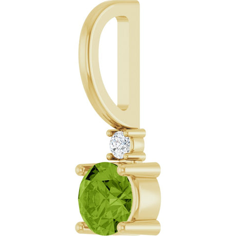 14K Yellow Gold Natural Peridot & .015 CT Natural Diamond Charm/Pendant