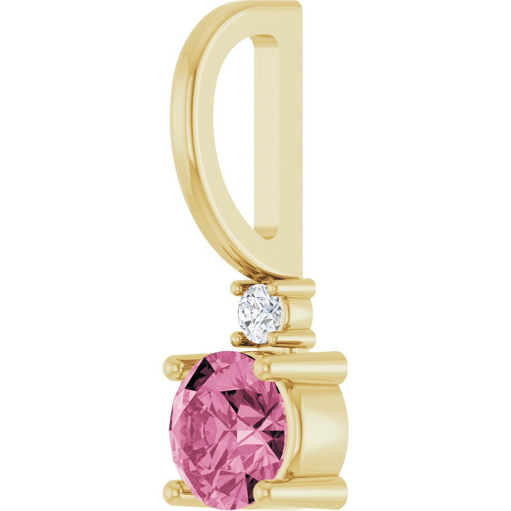 14K Yellow Gold Natural Pink Tourmaline & .015 CT Natural Diamond Charm/Pendant