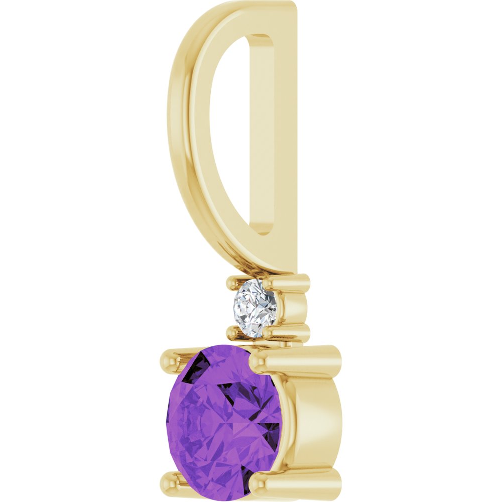 14K Yellow Natural Amethyst & .015 CT Natural Diamond Charm/Pendant