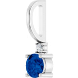 14K White Natural Blue Sapphire & .015 CT Natural Diamond Charm/Pendant