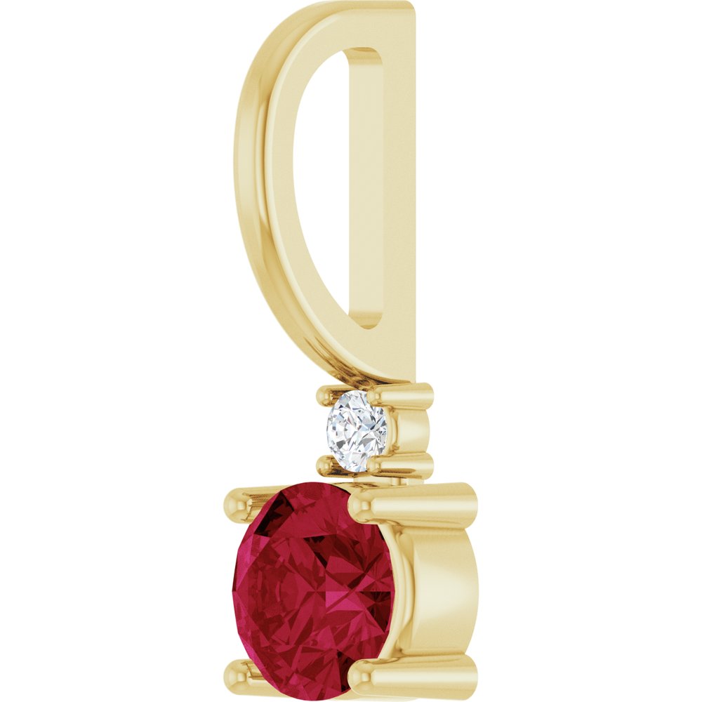 14K Yellow Gold Natural Ruby & .015 CT Natural Diamond Charm/Pendant